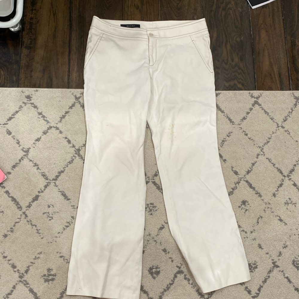 Gucci white stained trousers pants
